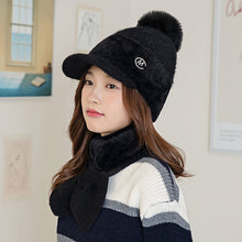 Lade das Bild in den Galerie-Viewer, Warm Winter Knit Beanie Hats Women's Autumn Wool Cute Wild Scarf Set Fleece-Lined Thickened Unisex
