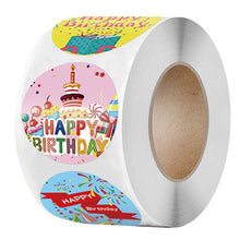 Load image into Gallery viewer, 2x500pcs Xmas Christmas  Stickers Roll Label 8 Pattern Bread Donut Happy Birthday Cake
