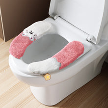 Load image into Gallery viewer, 3pcs Toilet Seat Cover Pads Happy Day Autumn and Winter Plush   Household Waterproof Washable    Paste Ring
