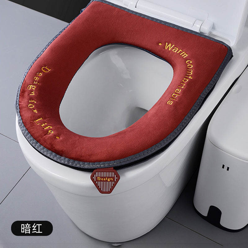3pcs Toilet Seat Cover Pads Velvet   Warm Thicker    Household Waterproof  Zipper