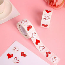 Load image into Gallery viewer, 2x500pcs Christmas Xmas Reel-up Heart-Shaped Skin-Sticking Valentine&#39;s Day Gift Stickers tape
