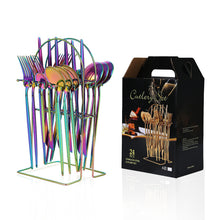 Lade das Bild in den Galerie-Viewer, 304 Stainless Steel Flatware Sets Knife, Fork and Spoon 24-Piece Set

