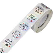 Load image into Gallery viewer, 2x500pcs Xmas Christmas  Stickers Roll Label 4 Kinds of You Awesome YOU&#39;VE Got Great Taste  Rainbow Laser Gift
