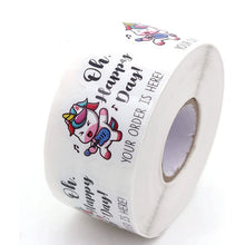 Load image into Gallery viewer, 2x500pcs Christmas Xmas Oh Happy Day Your Order Is Here Pig Special-Shaped Stickers tape
