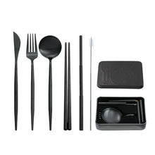Lade das Bild in den Galerie-Viewer, 304 Stainless Steel Flatware Sets Green Gold Pink Gold Black Removable Portable Outdoor Tableware Set
