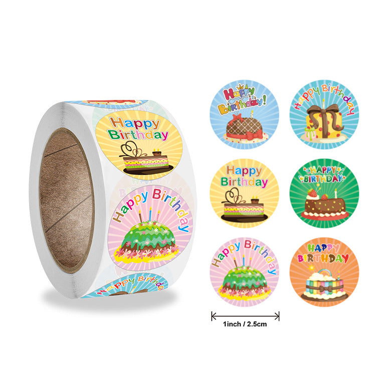 3x500pcs Xmas Christmas Stickers Roll Label 1 Inch New Happy Birthday Birthday Gift Envelope