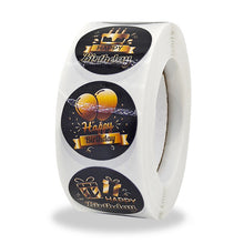 Load image into Gallery viewer, 2x500pcs Xmas Christmas  Stickers Roll Label Black Happy Birthday  Gifts Thank You  Black

