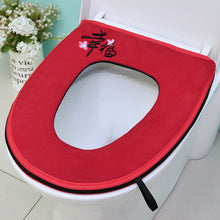 Load image into Gallery viewer, 3pcs Toilet Seat Cover Pads Universal Household Four Seasons    U-Shaped Dehaired Angora Thicker Cotton and Linen Embroidery Zipper
