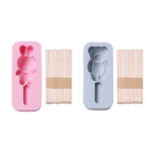Load image into Gallery viewer, 2PC Silicone Mold Rabbit Bear Shape Silicone Mold Ice Tray Ice Cream Stick Mold
