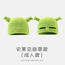 Lade das Bild in den Galerie-Viewer, Warm Winter Knit Beanie Hats Green Monster Shrek Cartoon Cute Headgear Wool Unisex
