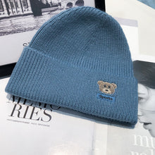 Load image into Gallery viewer, Warm Winter Knit Beanie Hats Autumn and Winter Bear Embroidery Wool Women Street Warm Ear Protection Male Unisex
