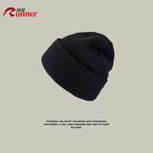 Load image into Gallery viewer, Warm Winter Knit Beanie Hats Japanese Style Simple Plaid Men's and Women's Cold Pullover Unisex
