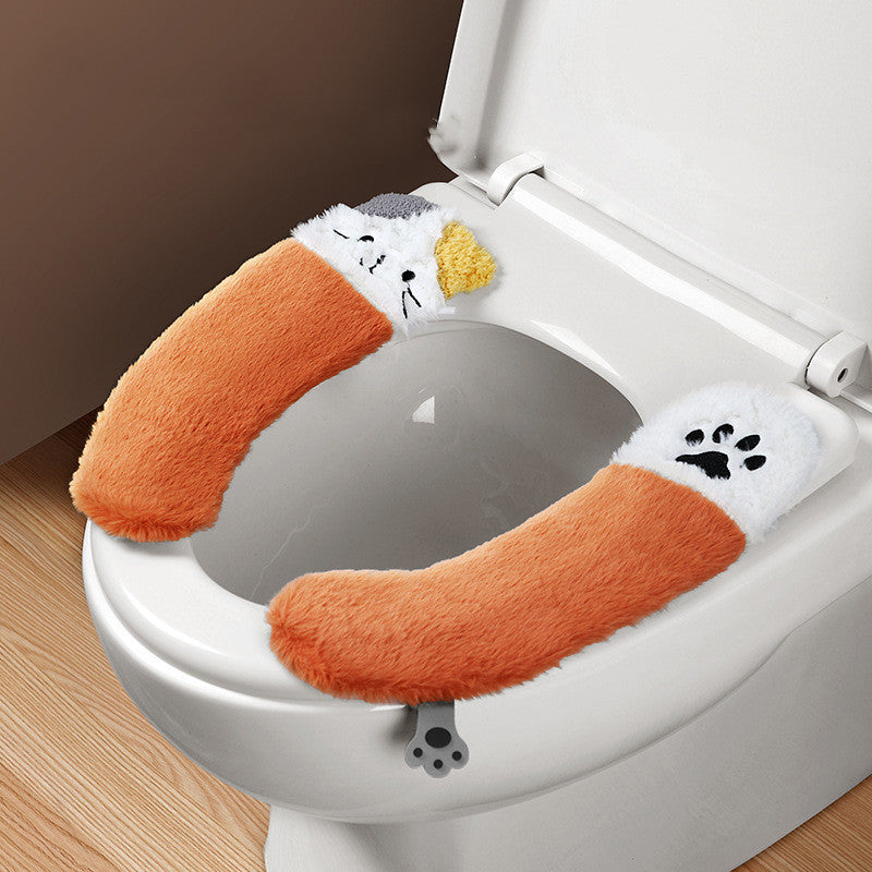 3pcs Toilet Seat Cover Pads Cushion Household Thicker Adhesive    Autumn and Winter   Washable Plush