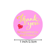 Load image into Gallery viewer, 2x500pcs Xmas Christmas  Stickers Roll Label Rose Red Bronzing Thank You  Business Thank You Gift
