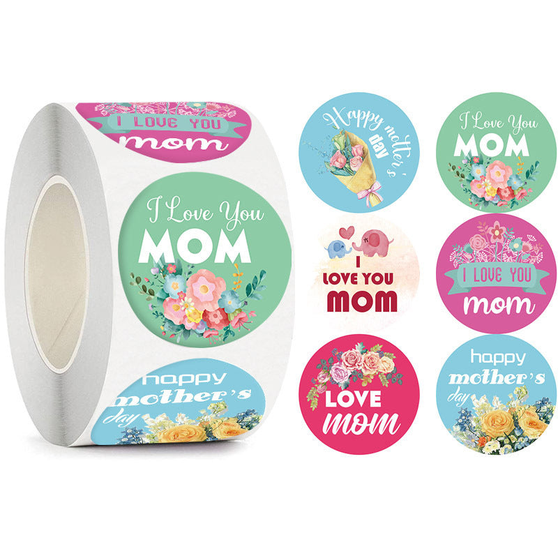 2x500pcs Christmas Xmas Mother's Day Gift Flower HAPPY MOTHER'S Day Sitcker Sticker Label tape