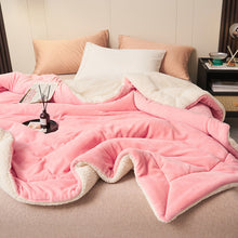 Load image into Gallery viewer, Double Layer Thick Lambskin Blanket Solid Color Composite Milk Flannel Blanket Coral Fleece Blanket
