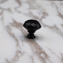 Load image into Gallery viewer, 10Pcs Black Crystal Diamond Handle Single Hole 30mm Furniture Handle Wardrobe Drawer Door Handle
