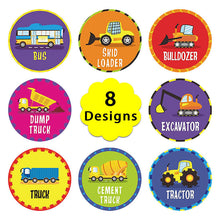 Load image into Gallery viewer, 2x500pcs Xmas Christmas  Stickers Roll Label Children&#39;s Bus Cargo Soil Pushing Crane Tractor Award Incentive Toy Sealing
