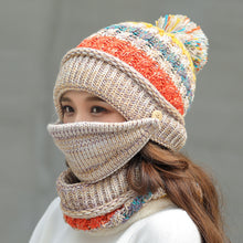 Lade das Bild in den Galerie-Viewer, Warm Winter Knit Beanie Hats Woolen Cap Women's Autumn and Winter Korean Style Outdoor Mask Scarf Unisex

