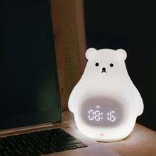 Load image into Gallery viewer, Smart Multi-Function Alarm Clock LED Display Big White Bear Silicone Voice-Activated USB Night Light for Children
