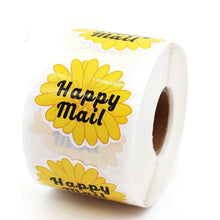 Load image into Gallery viewer, 2x500pcs Christmas Xmas Roll-up Special-Shaped Yellow Petal Happy Mail Sticker Self-Adhesive Gift Label tape

