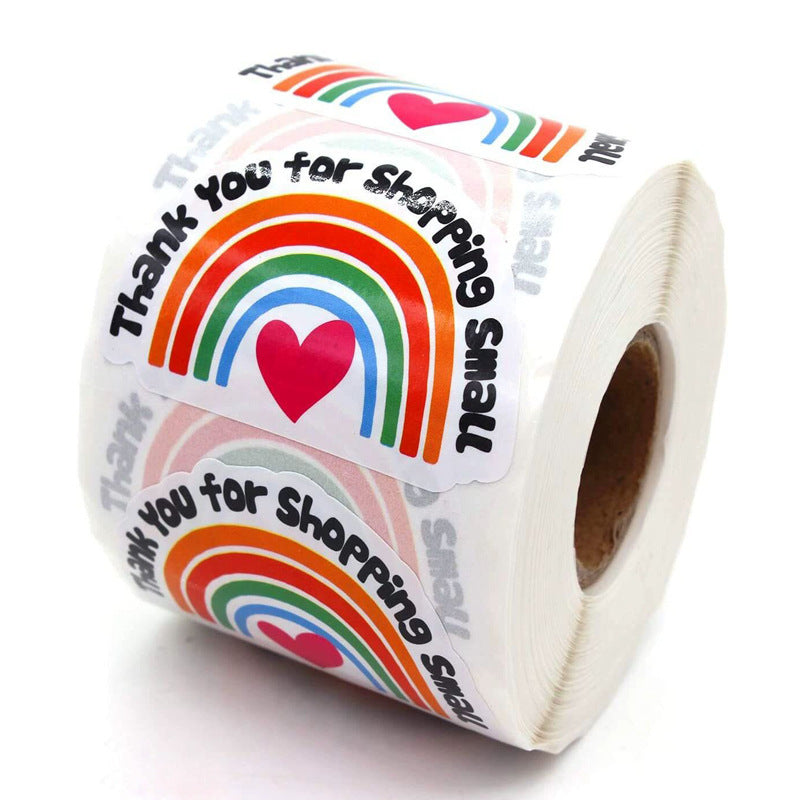 2x500pcs Christmas Xmas Special-Shaped Rainbow Love Thank You for Shopping Smeu Stickers Stickers tape