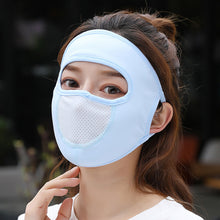 Lade das Bild in den Galerie-Viewer, 2PCs Ear-Mounted Sunscreen Mask Cover Full Face Summer Breathable Ice Silk Face Mask
