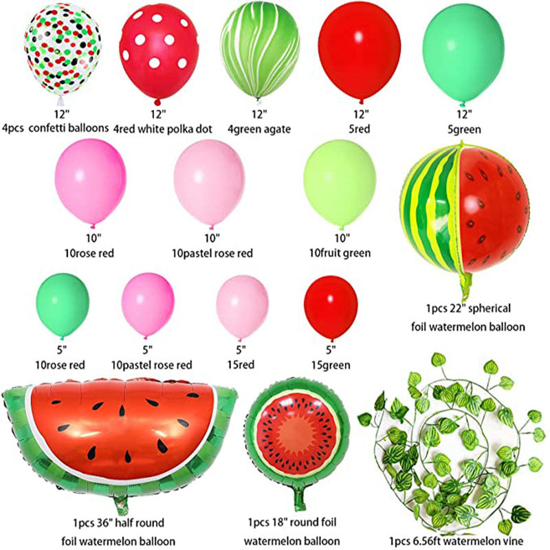 110PCs Watermelon Set Hawaiian Party Decoration Balloon Birthday Party Wedding Decoration