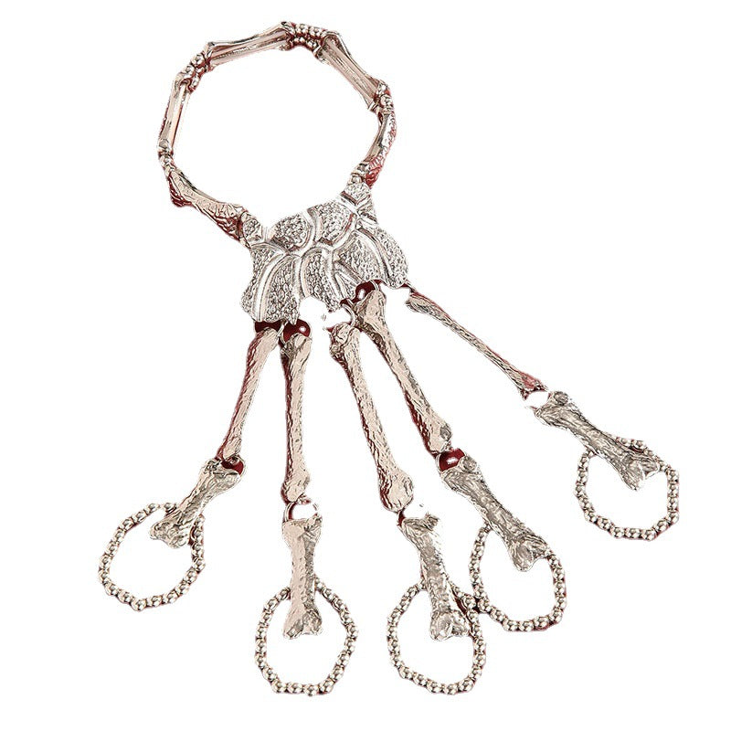 2x Halloween Xmas Christmas Gifts Decoration Ornament Bracelet  Skull Finger Bone Female
