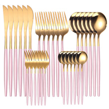 Lade das Bild in den Galerie-Viewer, 304 Stainless Steel Flatware Sets Magic Color Green Purple 6 Sets Knife and Fork 30pcs
