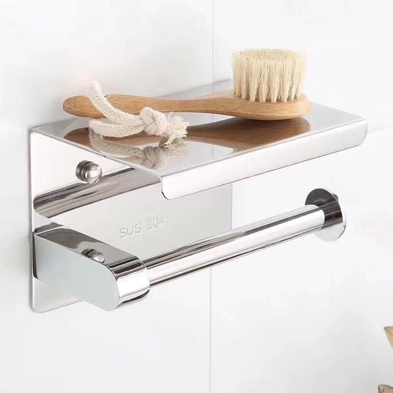 304 Stainless Steel  Phone Holder Toilet Tissue Box Bathroom Engineering Roll Holder