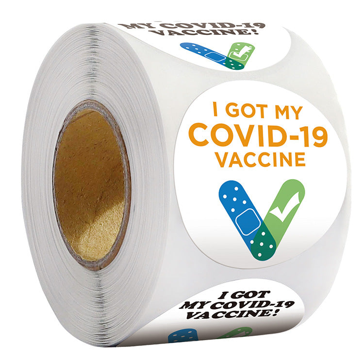 2x500pcs Xmas Christmas  Stickers Roll Label High Adhesive Waterproof I Got My Covid-19 Vacuum Vaccine Mark Vaccination  Tape