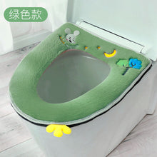 Load image into Gallery viewer, 3pcs Toilet Seat Cover Pads Universal Household Four Seasons    U-Shaped Dehaired Angora Thicker Cotton and Linen Embroidery Zipper
