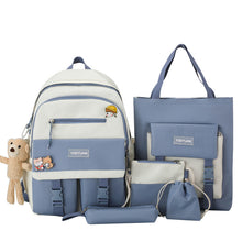 Load image into Gallery viewer, New Five-Piece Schoolbag Female Korean Harajuku Contrast Color Large Capacity
