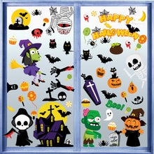 Lade das Bild in den Galerie-Viewer, 2PCs Halloween Party Static Double-Sided Glass Window Pumpkin Skull Wall Sticker
