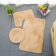 Load image into Gallery viewer, 3pcs Toilet Seat Cover Pads Cashmere-like Carpet Solid Color Bathroom Bathtub  Set Silk Wool Floor  Non-Slip  Plush
