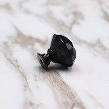 Load image into Gallery viewer, 10Pcs Black Crystal Diamond Handle Single Hole 30mm Furniture Handle Wardrobe Drawer Door Handle
