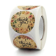 Load image into Gallery viewer, 2x500pcs Xmas Christmas 8 Kinds of Plant Color Kraft Paper Thank You Sticker Gift Label
