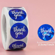 Load image into Gallery viewer, 2x500pcs Christmas Xmas Round Red Yellow Gold Silver Blue with Mickey-Point Flash Laser Thank You Stickers tape
