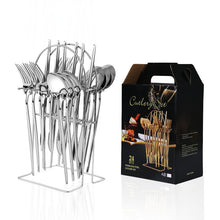 Lade das Bild in den Galerie-Viewer, 304 Stainless Steel Flatware Sets Knife, Fork and Spoon 24-Piece Set
