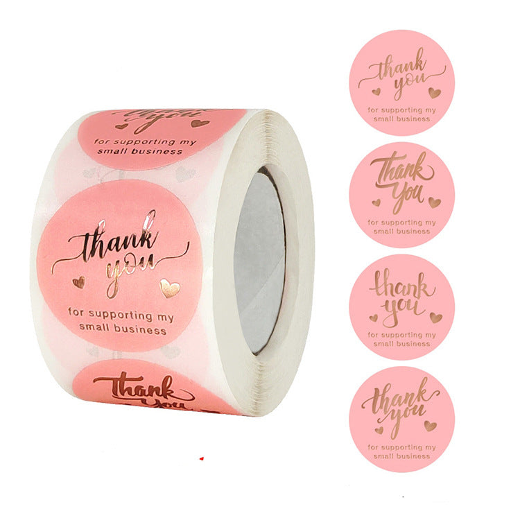 2x500pcs Christmas Xmas 4 Design Reel Pink Blue Thank You Sticker Thank Gift Sealing Label tape