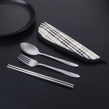 Lade das Bild in den Galerie-Viewer, 304 Stainless Steel Flatware Sets 2/3pcs Student Household Portable Chopsticks Spoon Kit
