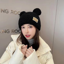 Lade das Bild in den Galerie-Viewer, Warm Winter Knit Beanie Hats Cute Bear Ear Hat Earmuffs Cap for Women Unisex
