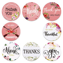 Load image into Gallery viewer, 2x500pcs Xmas Christmas  Stickers Roll Label 8 Pattern Floral Ring Pink Thank Youparty Wedding Goods

