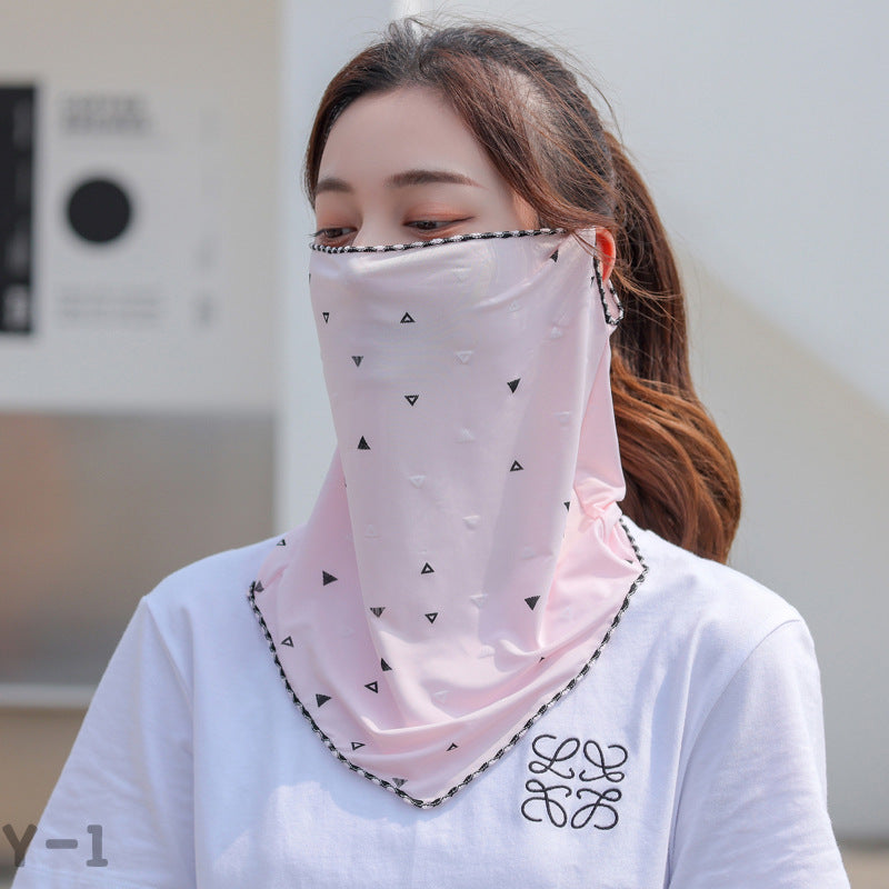 2PCs Ice Silk Ear Hanging Mask Breathable Face Towel Sunscreen Summer for Outdoor Cycling