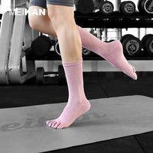 Load image into Gallery viewer, 2 Pair Middle Tube Split Toe Wear-Resistant Ladies Silicone Non-Slip Yoga Pilates Socks, Cotton Multicolor
