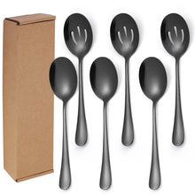 Lade das Bild in den Galerie-Viewer, 304 Stainless Steel Flatware Sets Service Spoon 6 PCs Spoon Public Colander Dish Color Gold
