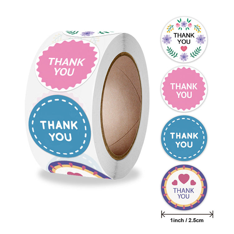 2x500pcs Xmas Christmas  Stickers Roll Label 4 Design Thank You Love Baking Gift Stick  Paper Adhesive Tape