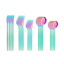 Lade das Bild in den Galerie-Viewer, 304 Stainless Steel Flatware Sets 20PCs Bright Golden Knife Fork Dessert Spoon and Fork Set
