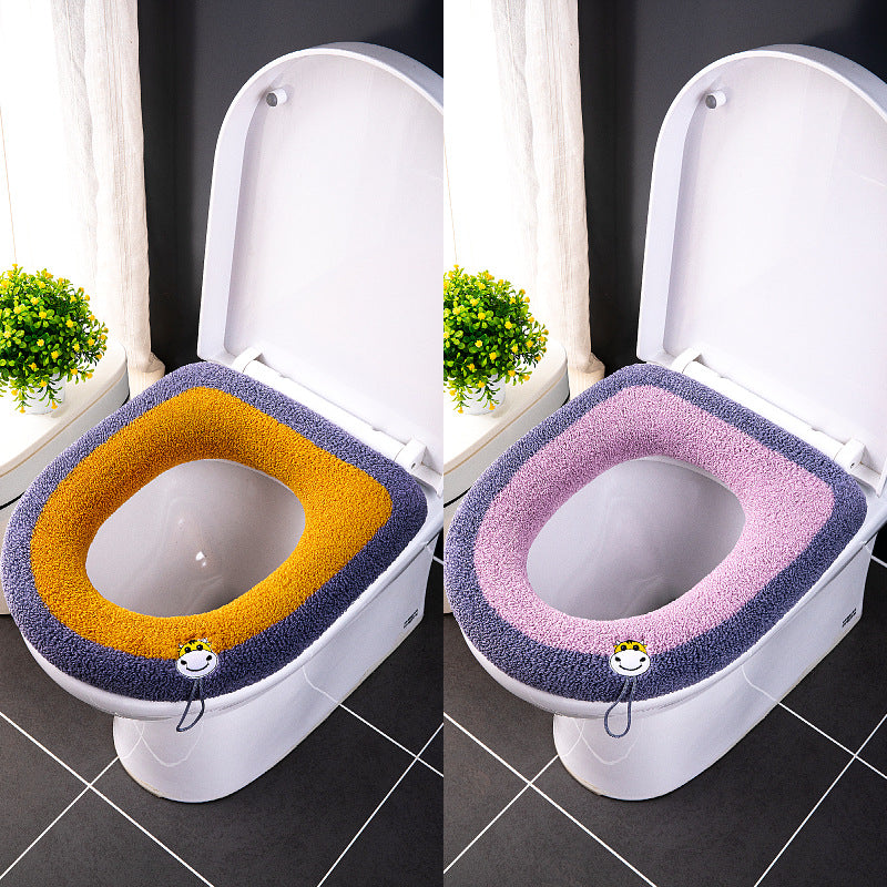 3pcs Toilet Seat Cover Pads Autumn and Winter Zipper Winter Thicker      Ring